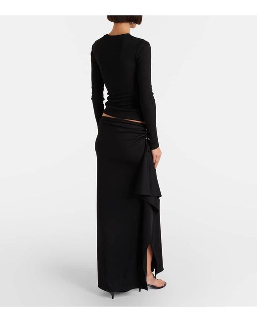 Christopher Esber Black Asymmetric Draped Jersey Maxi Skirt