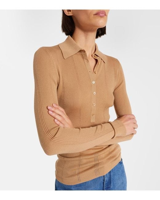 Gabriela Hearst Brown Sophia Wool Polo Sweater