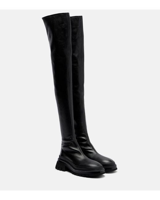 Khaite Black Fallon Leather Over-The-Knee Boots