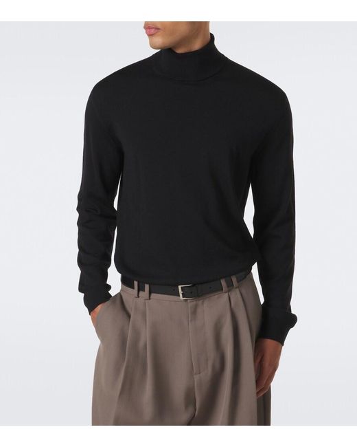 Slowear Black Virgin Wool Turtleneck Sweater for men