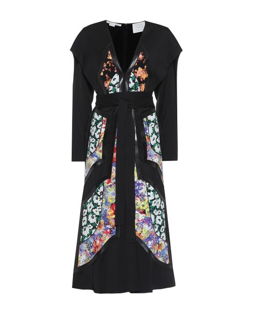 Stella McCartney Black Floral Panel Belted Dress
