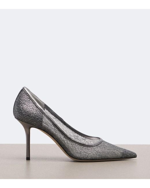 Jimmy Choo Gray Love Embroidered Glitter Pumps