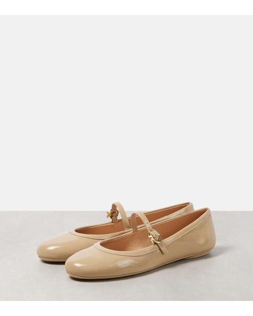 Gianvito Rossi Natural Carla Patent Leather Mary Jane Flats