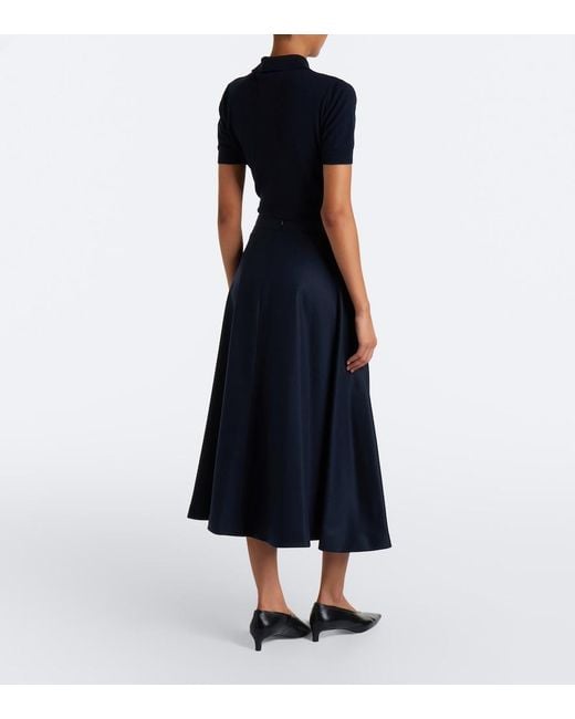 Max Mara Blue Wool Midi Skirt