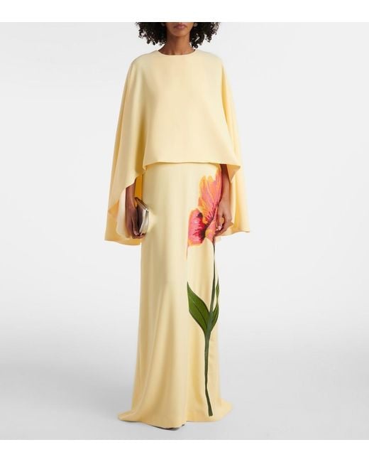 Costarellos Metallic Meena Floral Crepe Gown