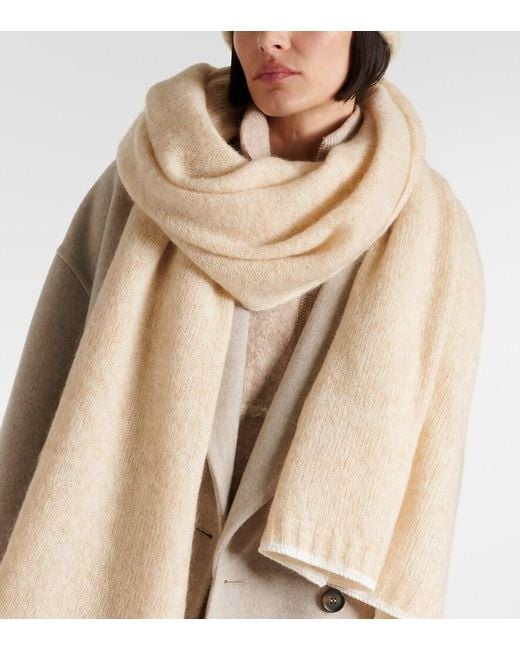 Brunello Cucinelli Natural Cable-Knit Mohair Scarf