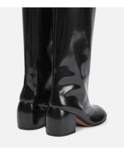 Dries Van Noten Black Leather Knee-high Boots