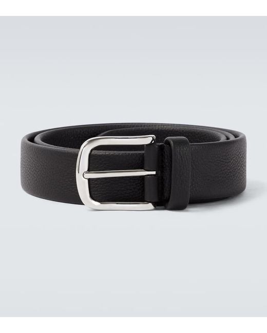 Kiton Black Leather Belt for men