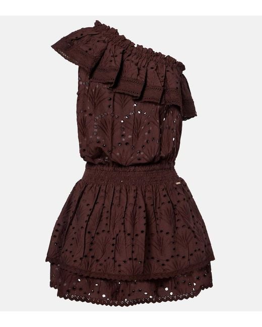 Melissa Odabash Brown Bree Broderie Anglaise Cotton Minidress