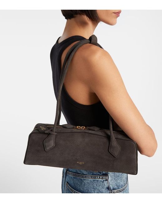Alaïa Black Le Teckel Medium Suede Shoulder Bag