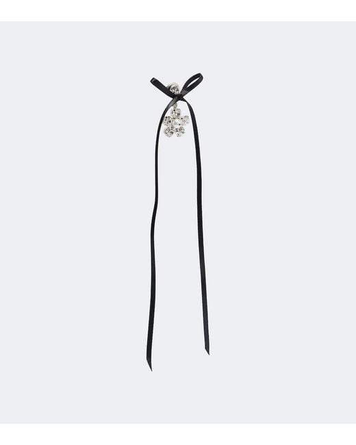 Simone Rocha White Bow-Detail Crystal-Embellished Drop Earrings