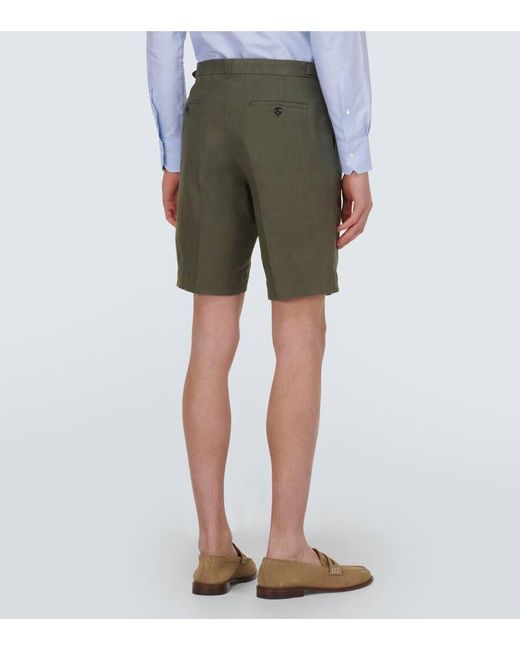 Shorts de lino Incotex de hombre de color Green