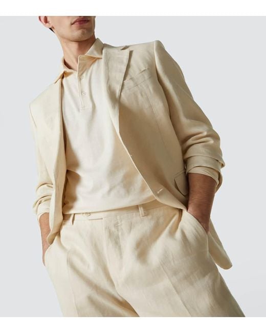 Lardini Polopullover Aus Baumwolle Und Seide in Natural für Herren