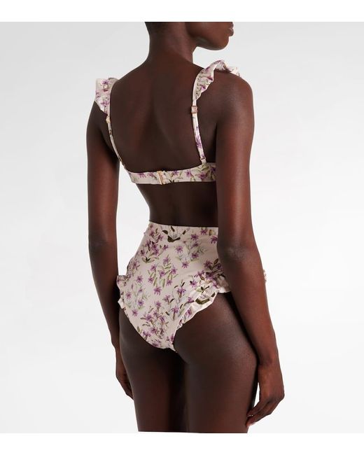 Agua Bendita Pink Jengibre Floral Ruffled Bikini Bottoms