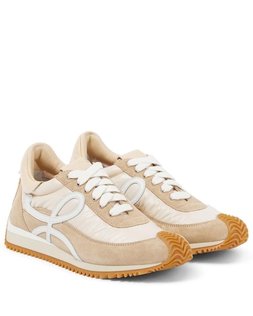 Loewe White Flow Runner Suede Sneakers