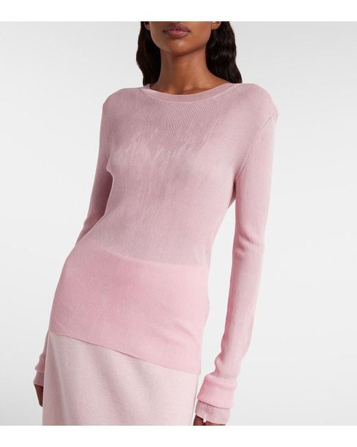 Khaite Pink Mosi Knitted Silk Top
