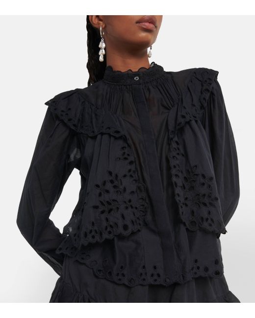 Blouse Kelmon brodee en coton Isabel Marant en coloris Black