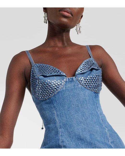 Vestido de 'Copa embellecida de cristal de área' Area de color Blue