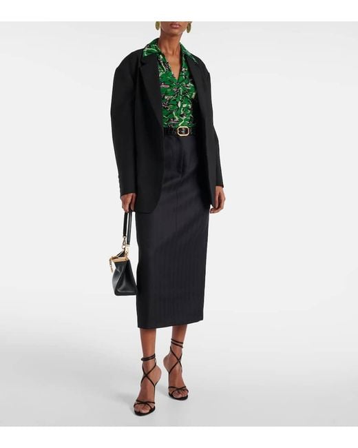 Diane von Furstenberg Green Giorgi Printed Mesh Bodysuit