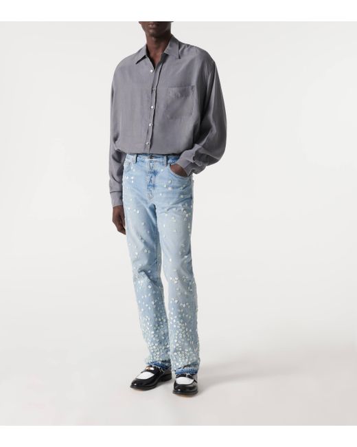 Amiri Blue Floral Straight Jeans for men