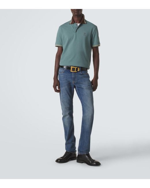 Polo Greca di Versace in Blue da Uomo