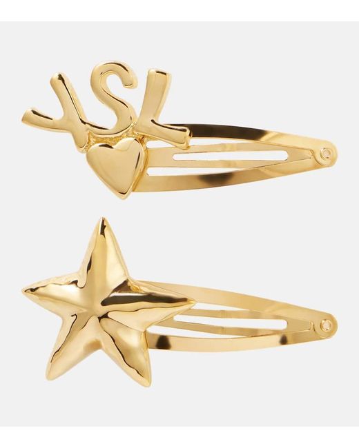 Set Di 2 Fermacapelli Cassandre di Saint Laurent in Metallic