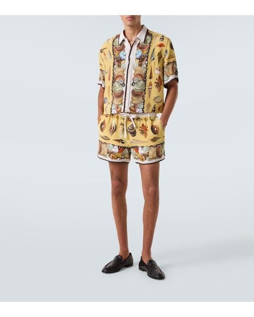 Dolce & Gabbana Bedrucktes Hemd Aus Seiden-Crepe in Metallic für Herren