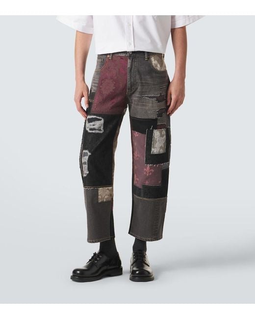 Junya Watanabe Gray X Levi's Patchwork Wide-Leg Jeans for men