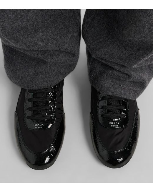 Prada Black Collapse Re-Nylon And Leather Sneakers