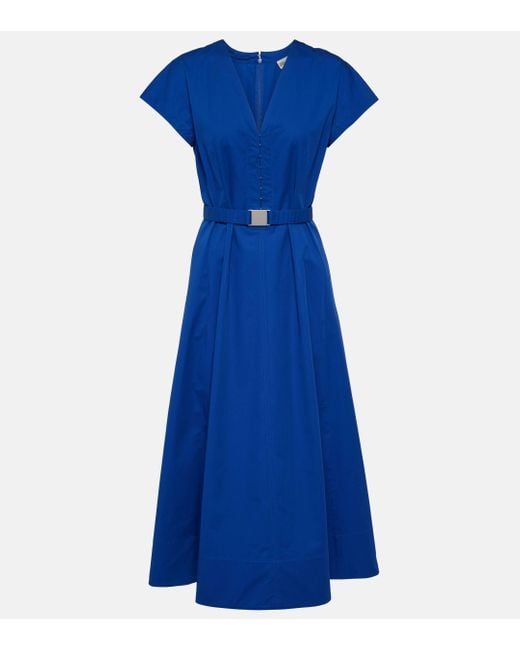Tory Burch Blue Belted Cotton Poplin Midi Dress