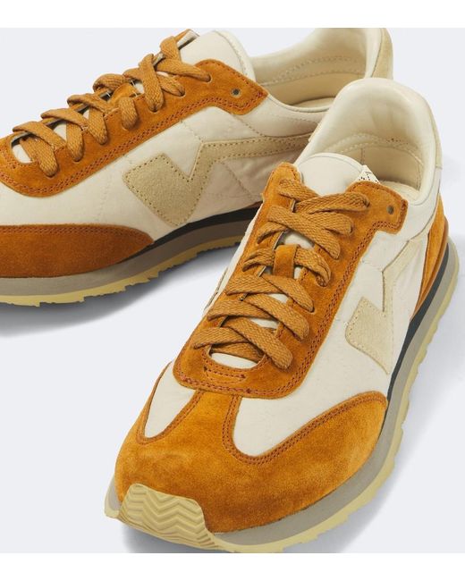Visvim Brown Fkt Runner Suede-Trimmed Sneakers for men
