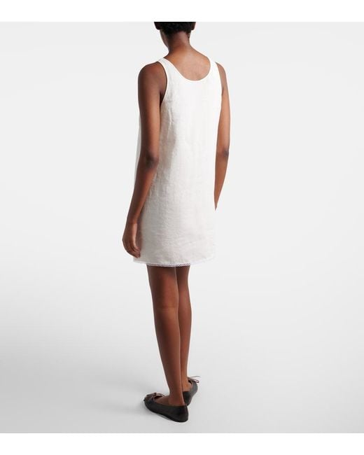 Prada White Embroidered Linen Minidress