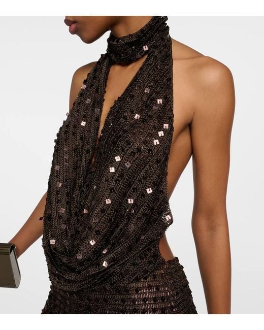 AYA MUSE Black Tipo Sequined Halterneck Minidress
