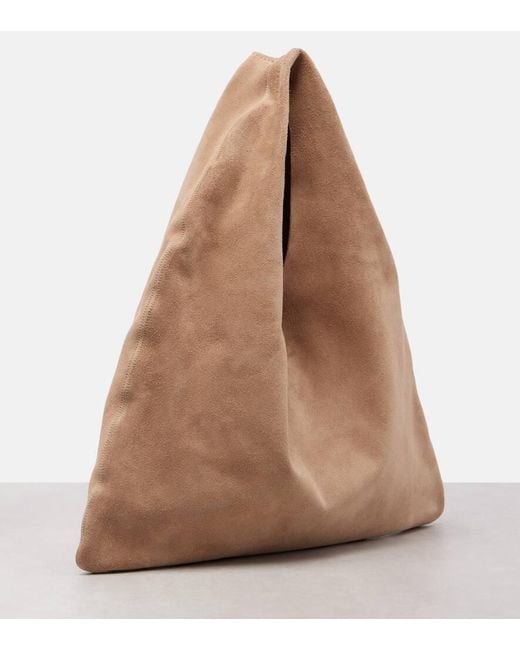 The Row Brown Bindle Small Suede Tote Bag
