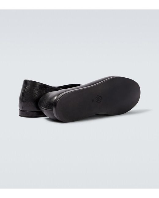 Saman Amel Black City Leather Slip-On Shoes for men
