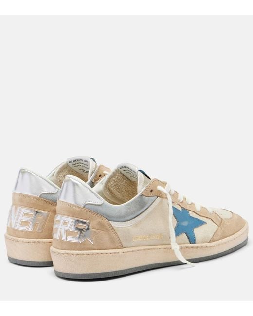 Golden Goose Deluxe Brand White Ball Star Two-Tone Suede Sneakers With Laminated Leather Star Shoes