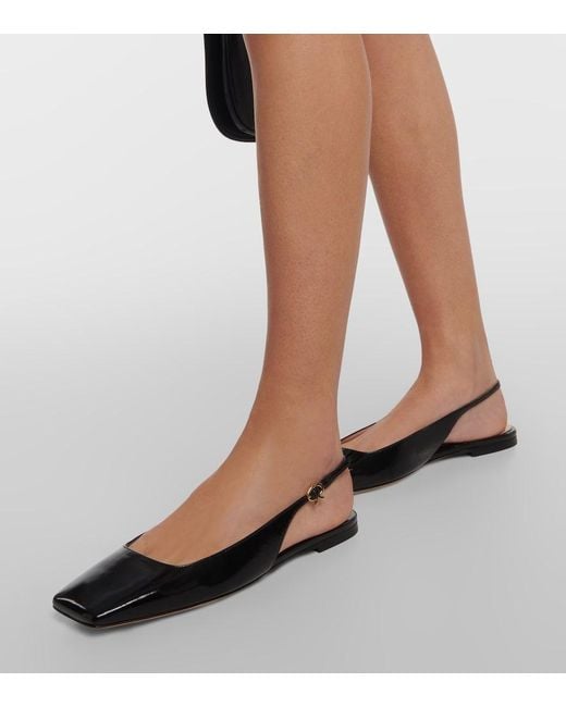 Gianvito Rossi Black Freeda Leather Slingback Flats