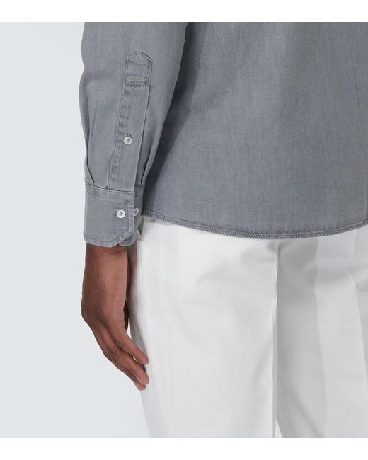 Camicia di jeans di Brunello Cucinelli in Gray da Uomo