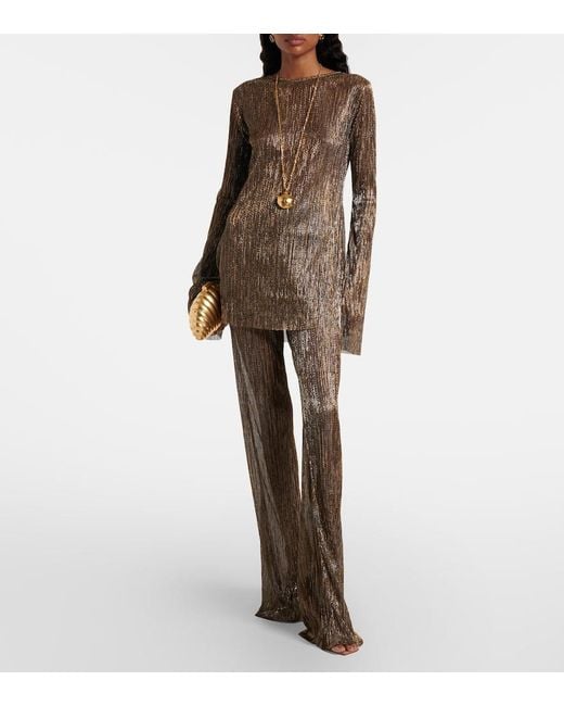 Cala De La Cruz Brown Loretta Lame Top