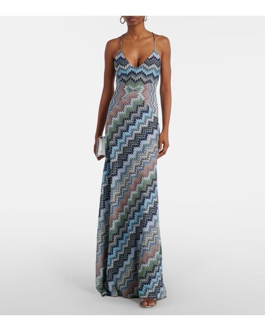 Missoni Blue Zigzag Maxi Dress