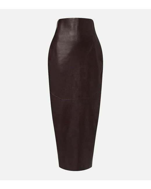 Rick Owens Brown Bleistiftrock Aus Leder