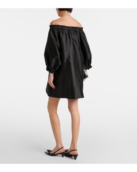 Max Mara Black Lepre Off-Shoulder Silk And Cotton Minidress