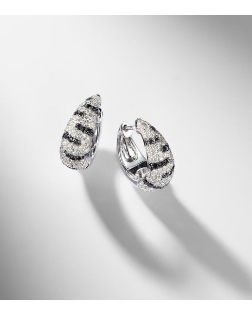 Yvonne Léon White Zebre 18Kt Hoop Earrings With Diamonds