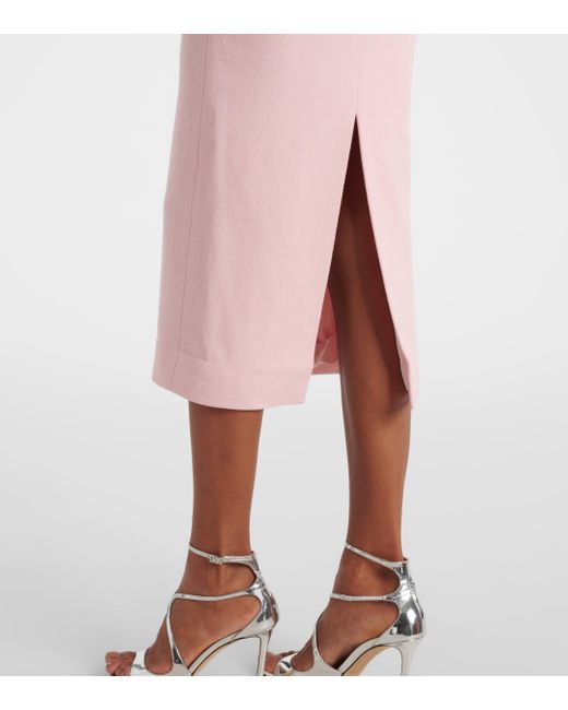 Roland Mouret Pink Wool Crepe Midi Dress