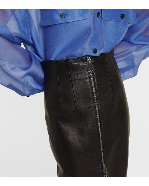 Khaite Black Ruddy High-rise Leather Maxi Skirt