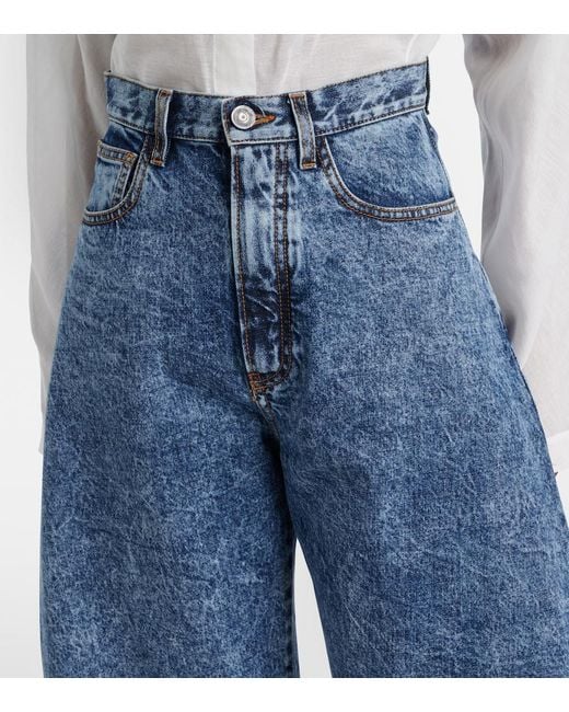 Alaïa Blue High-Rise Barrel-Leg Jeans
