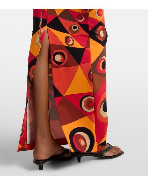 Emilio Pucci Red Occhi Jersey Maxi Skirt