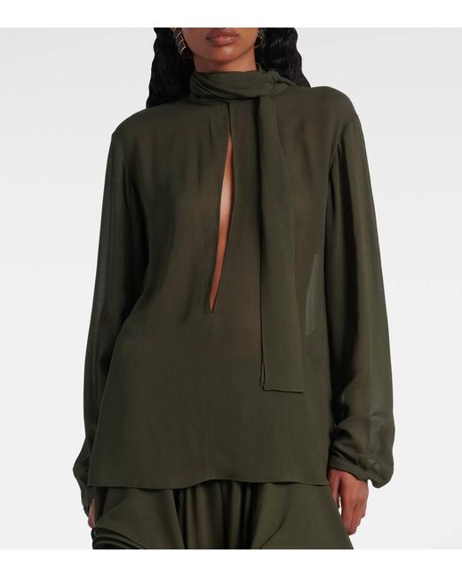 Alaïa Green Crepe Georgette Blouse