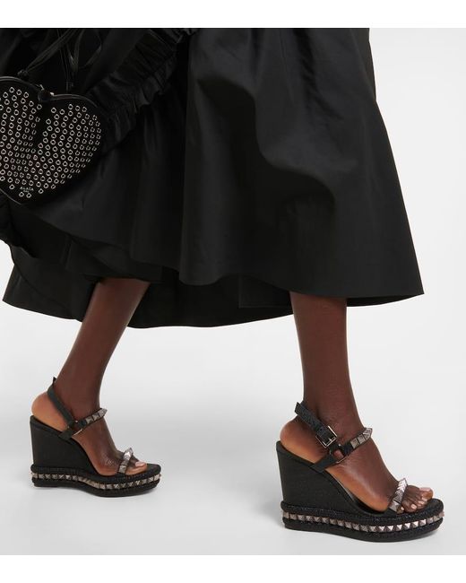Christian Louboutin Black Pyraclou Embellished Leather Espadrilles