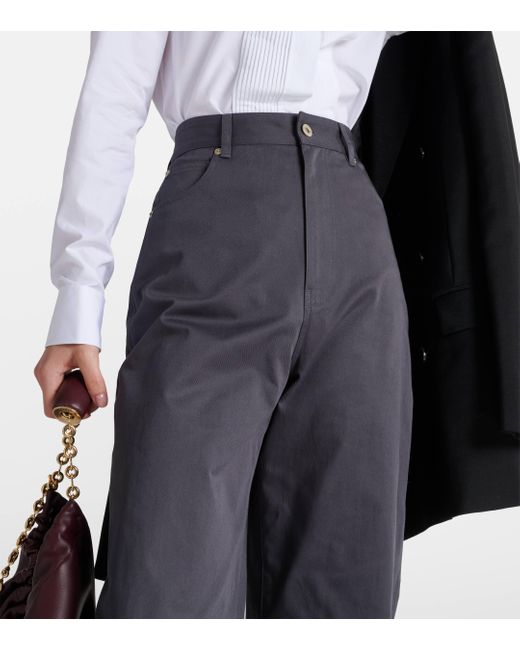 Pantalon ample a taille haute en coton Loewe en coloris Blue